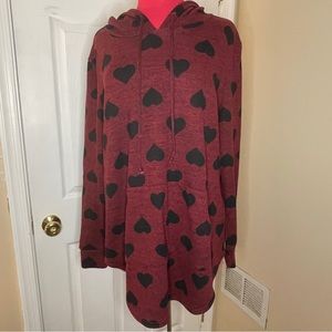 Women’s No Boundaries Brick 🧱 Red Hoodie with Black Hearts 🖤